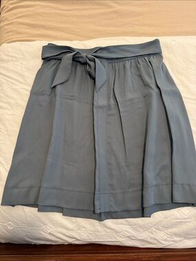 LOFT Slate Blue Tie-Waist Skater Skirt